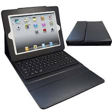 IPAD Protective slim lined leather case with bluetooth keyboard built-in